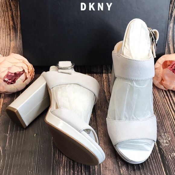 DKNY White Suede Sandals 5.5M - Picture 1 of 8